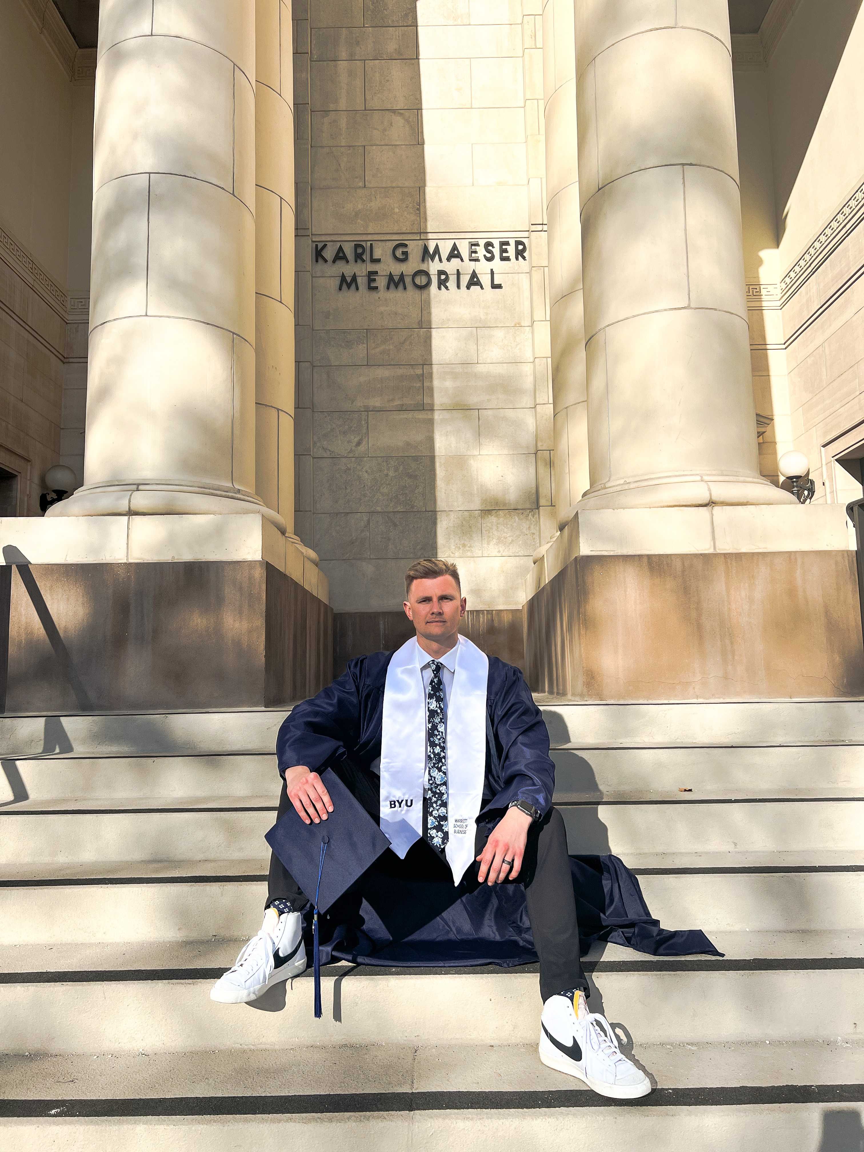 BYU Graduation in front of Maesar Building